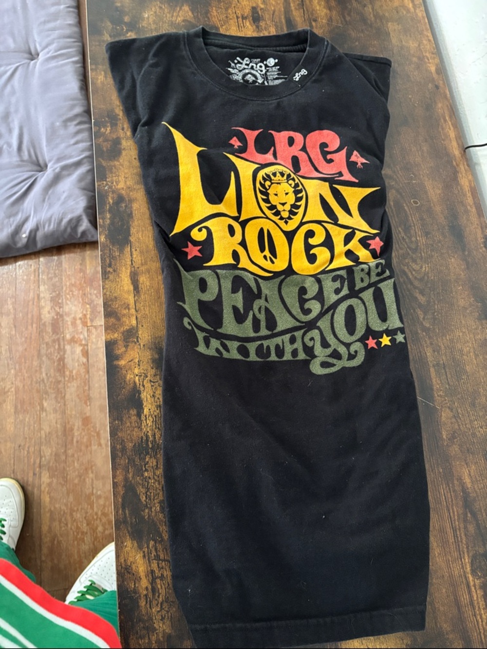 LRG Black Graphic Tee with Yellow, Red & Olive Green Artwork